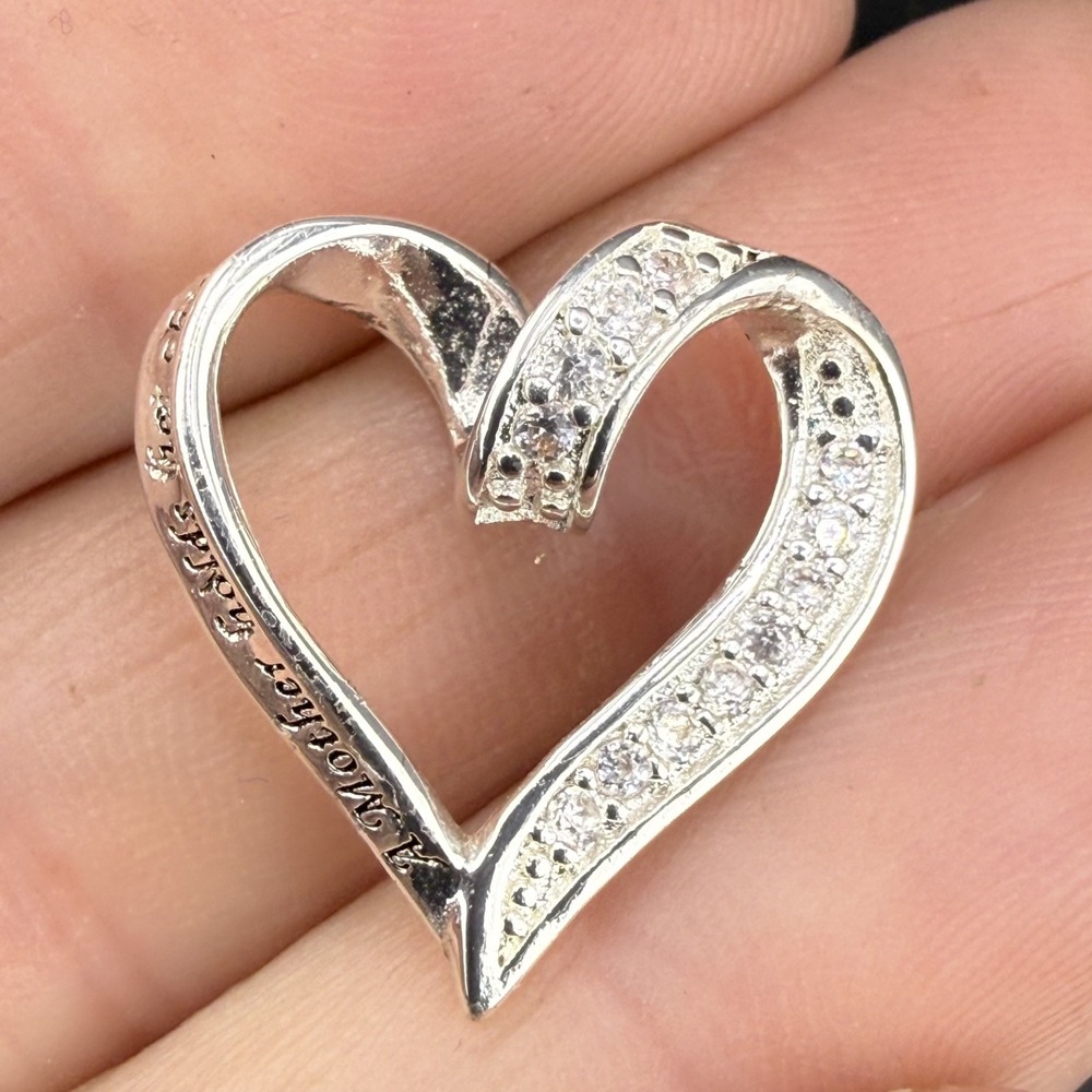 Vintage Heart Pendant Silver Tone "A Mother Holds Her Child's Heart Forever"